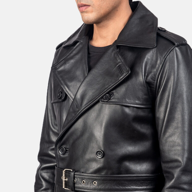 Mens Royson Black Leather Duster Coat4489-8-1557053713695